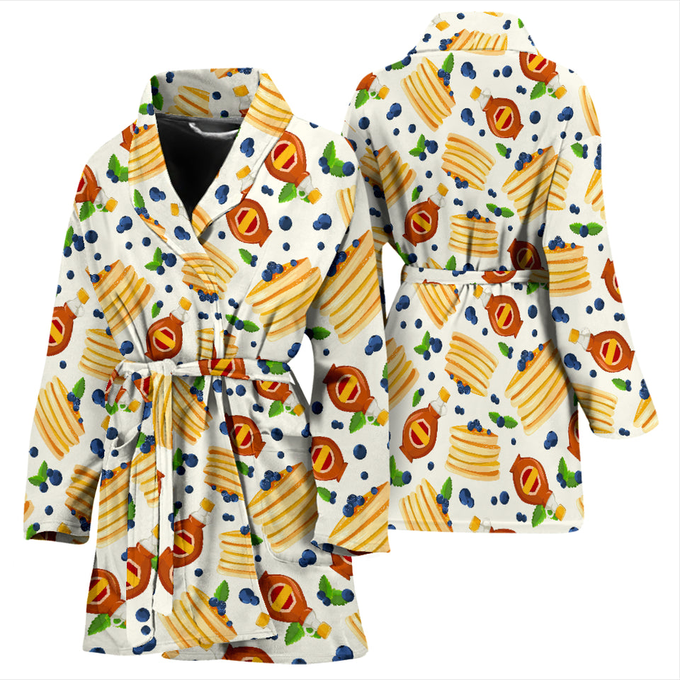 Pancake Pattern Print Design 02 Women's Bathrobe