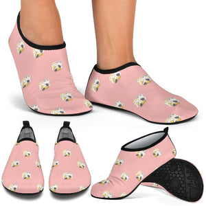 Cute Hamster Cheese Pattern Pink Background Aqua Shoes