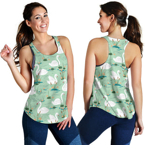 White swan lake pattern Women Racerback Tank Top