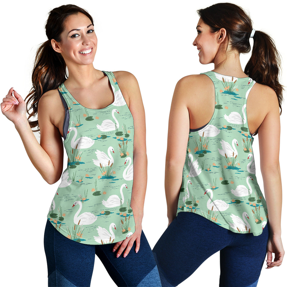 White swan lake pattern Women Racerback Tank Top