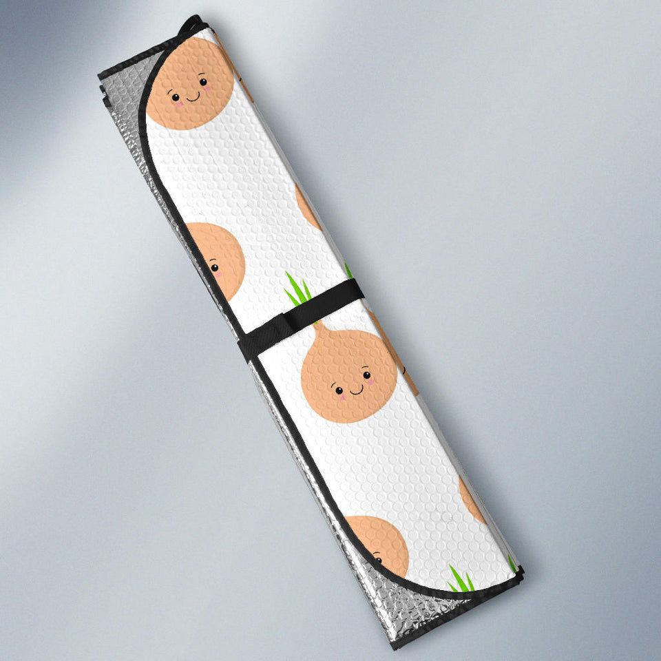 Cute Onions Smiling Faces Car Sun Shade