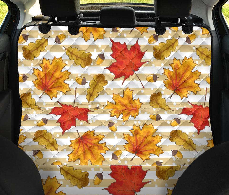 Maple Leaf Oak Leaf Acorns Beige Striped Background Dog Car Seat Covers