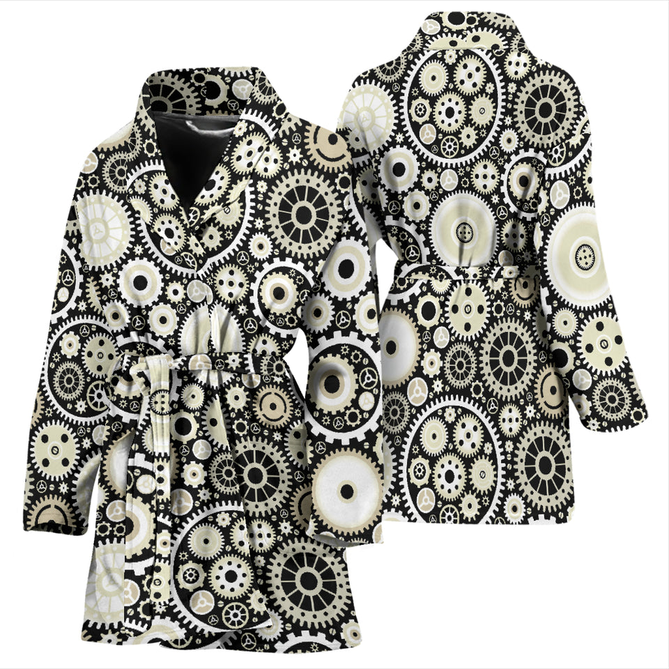 Gear Pattern Print Design 02 Women's Bathrobe