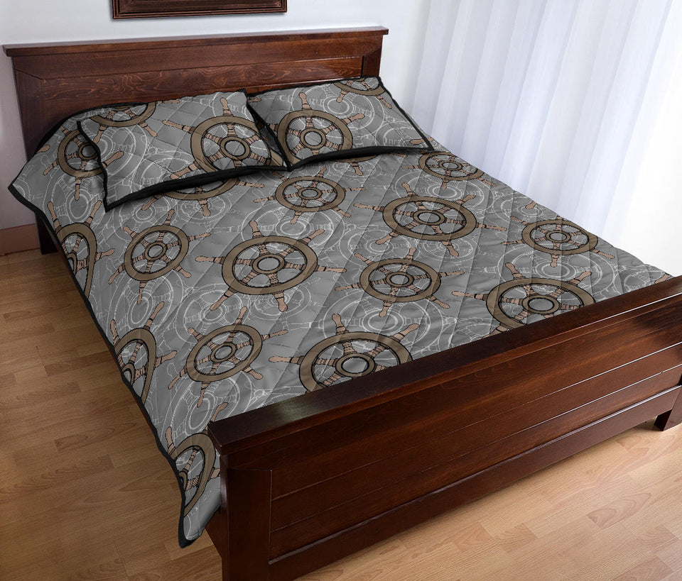 nautical wood steering wheel pattern Quilt Bed Set