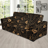 Gold Peacock Feather Pattern Sofa Slipcover