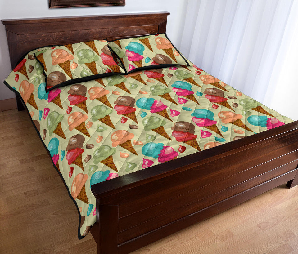 Colorful ice cream pattern Quilt Bed Set