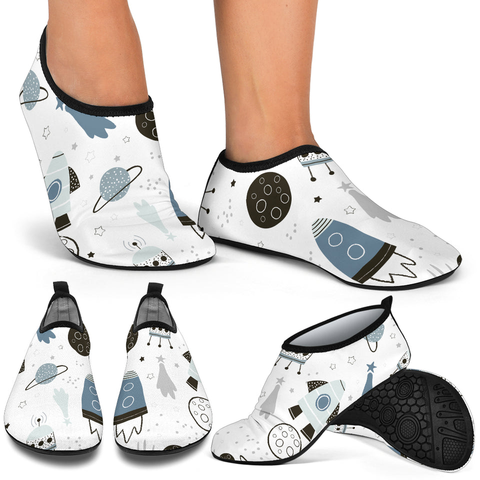 Hand Drawn Space Elements Space Rocket Star Planet Space Probe Aqua Shoes