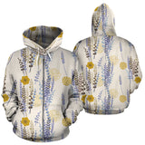 Lavender Modern Pattern Blackground Zip Up Hoodie