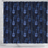 Blue Theme Guitar Pattern Shower Curtain Fulfilled In US