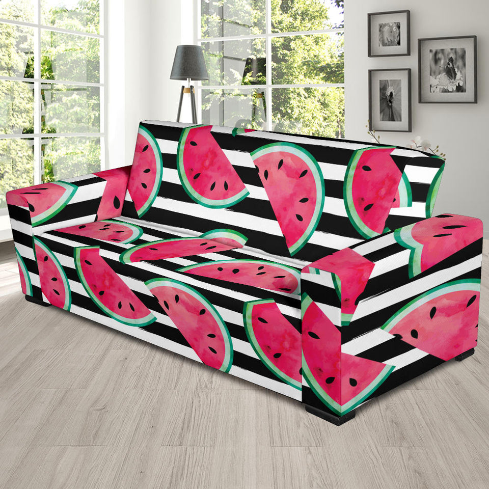 Watercolor Paint Textured Watermelon Pieces Sofa Slipcover