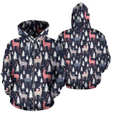 Deers Winter Christmas Pattern Zip Up Hoodie