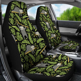 Cute Sloths Tropical Palm Leaves Black Background  Universal Fit Car Seat Covers