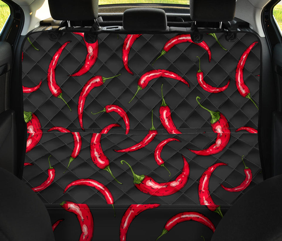 Chili Peppers Pattern Black Background Dog Car Seat Covers