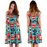British Pattern Print Design 04 Sleeveless Midi Dress