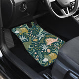 Dinosaurs Tropical Leaves Flower Pattern Front And Back Car Mats