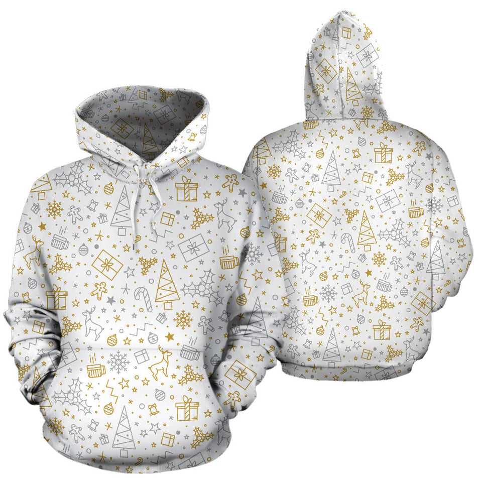 Christmas Tree Christmas Element Silver Gold Pattern Men Women Pullover Hoodie
