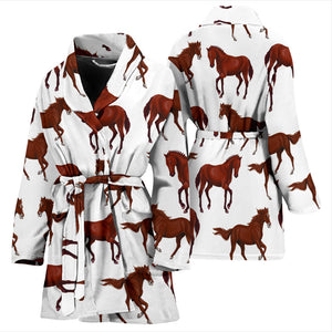 Horses Running Pattern Background Women'S Bathrobe