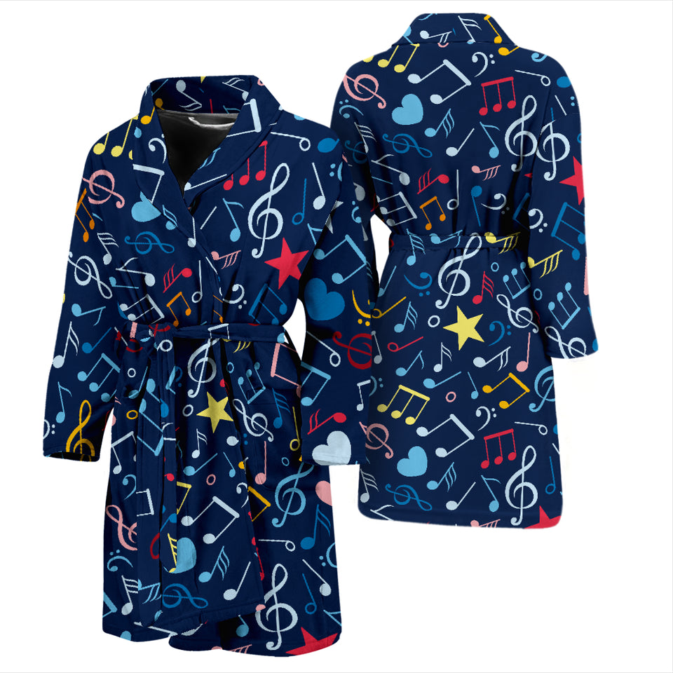 Music Notes Pattern Print Design 03 Men's Bathrobe