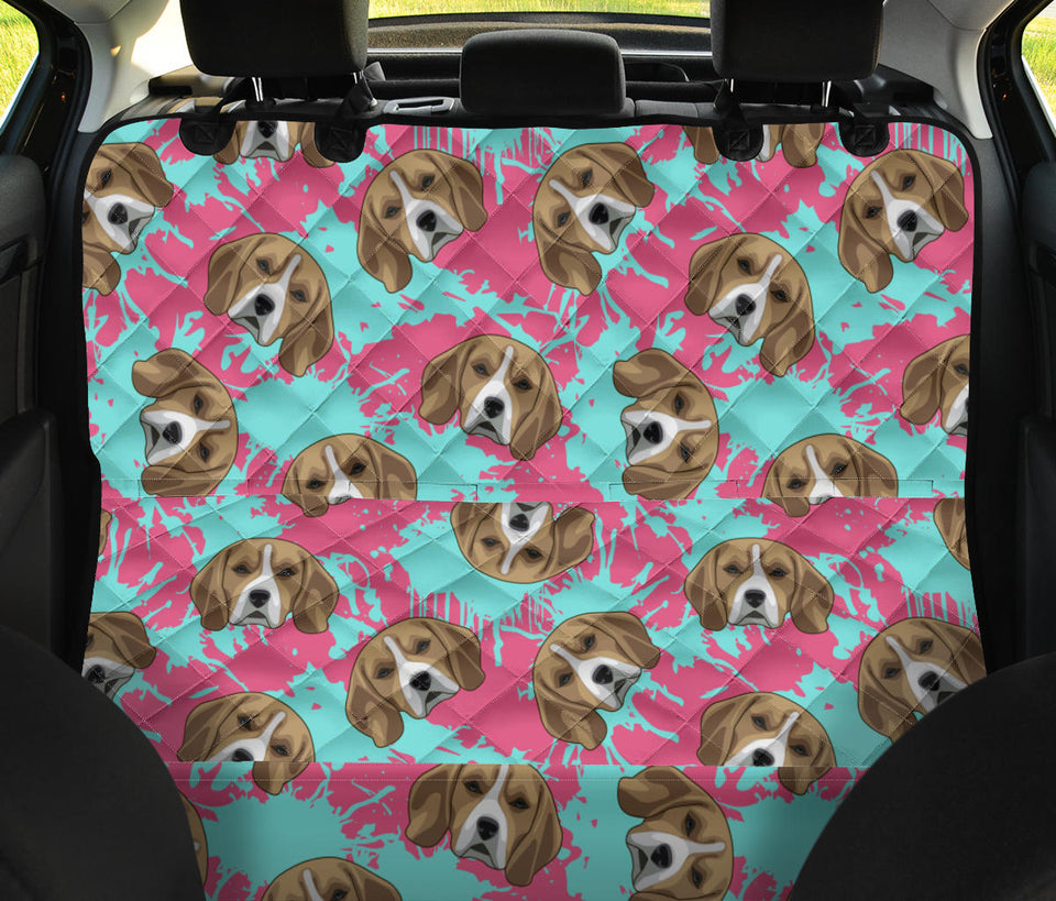 Beagle Muzzles Turquoise Paint Splashes Pink Pattern Dog Car Seat Covers