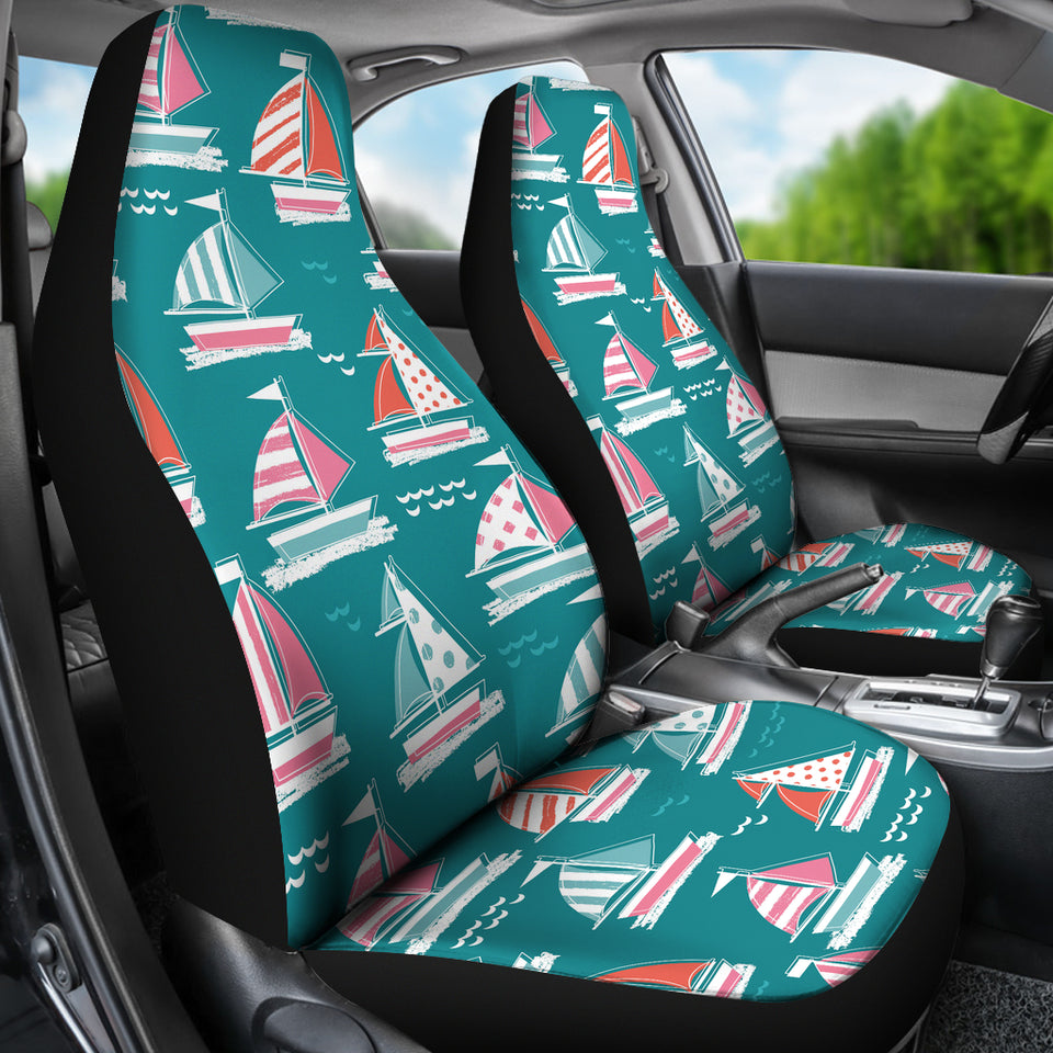 Cute Sailboat Pattern  Universal Fit Car Seat Covers