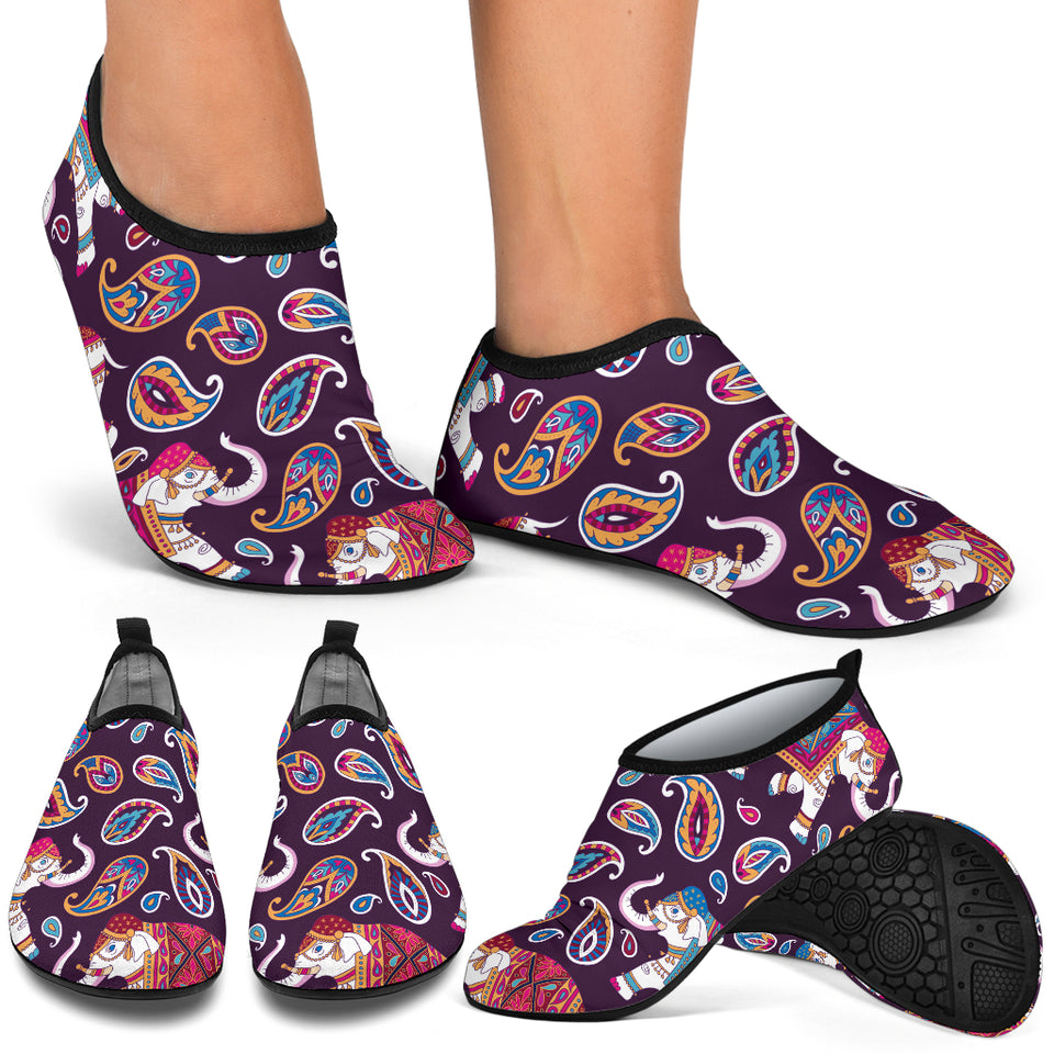 Elephant Indian Style Ornament Pattern Aqua Shoes