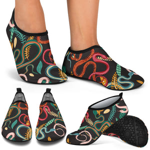 Colorful Snake Plant Pattern Aqua Shoes