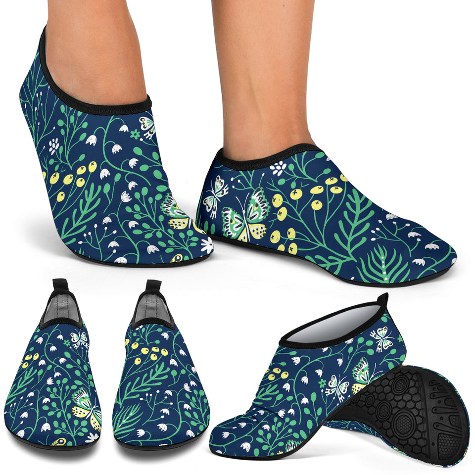 Butterfly Leaves Pattern Aqua Shoes