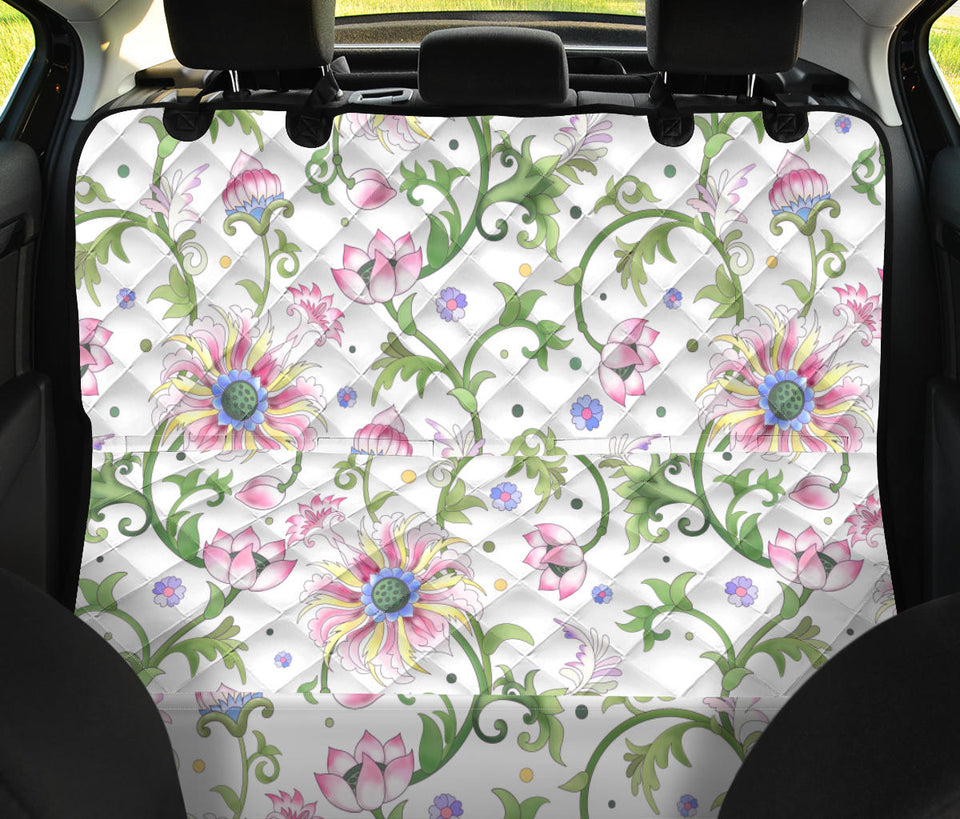 Beautiful Pink Lotus Waterlily Leaves Pattern Dog Car Seat Covers