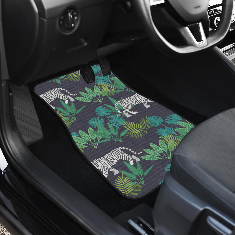 White Bengal Tigers Tropical Plant Front And Back Car Mats