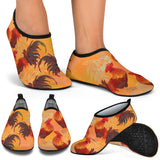 Red Rooster Chicken Cock Pattern Aqua Shoes