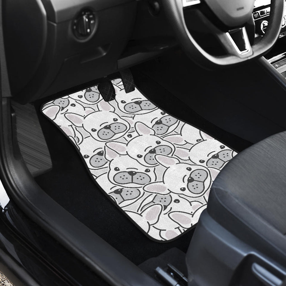 Cute French Bulldog Head Pattern Front And Back Car Mats