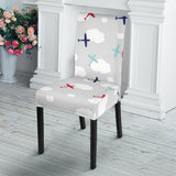 Airplane Cloud Grey Background Dining Chair Slipcover