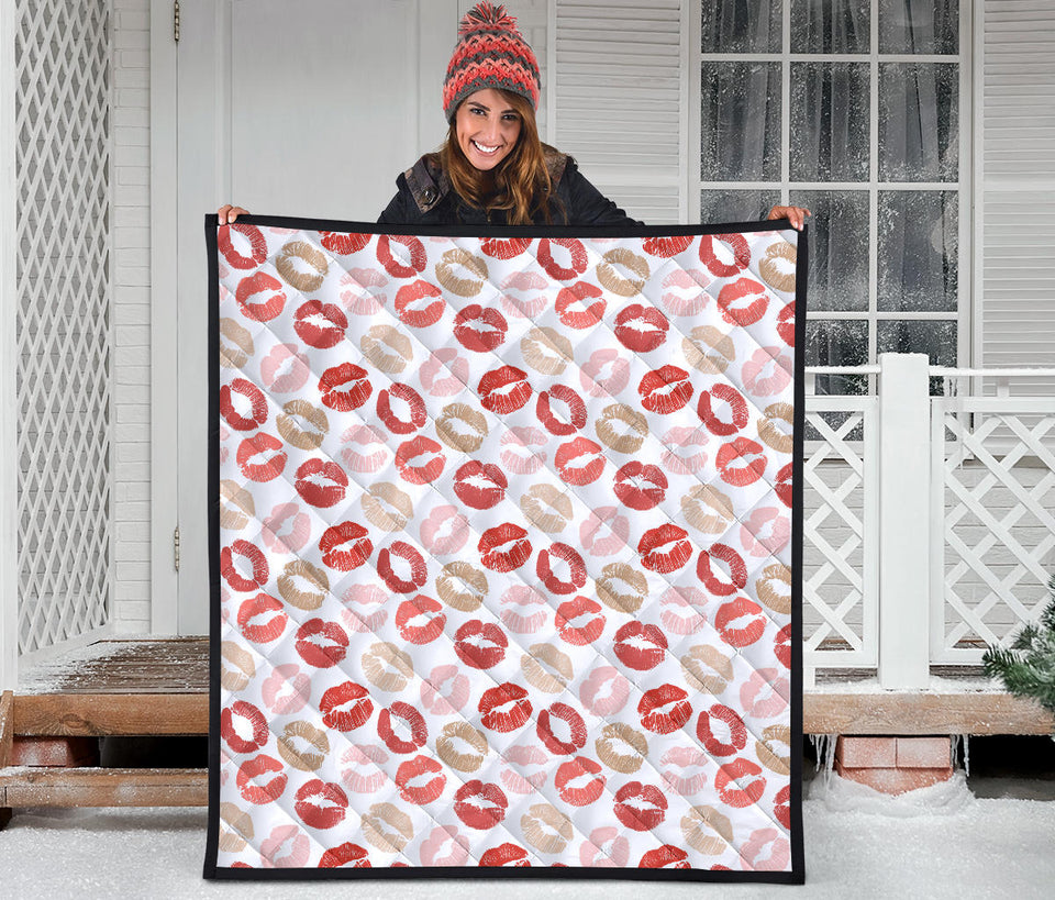 Lips Pattern Print Design 04 Premium Quilt