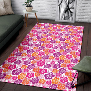 Hibiscus Pattern Print Design 01 Area Rug