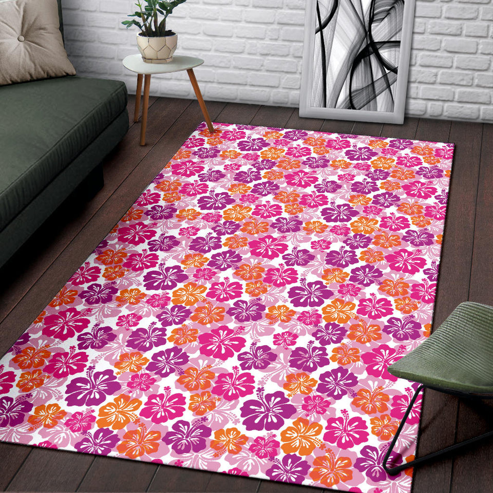 Hibiscus Pattern Print Design 01 Area Rug