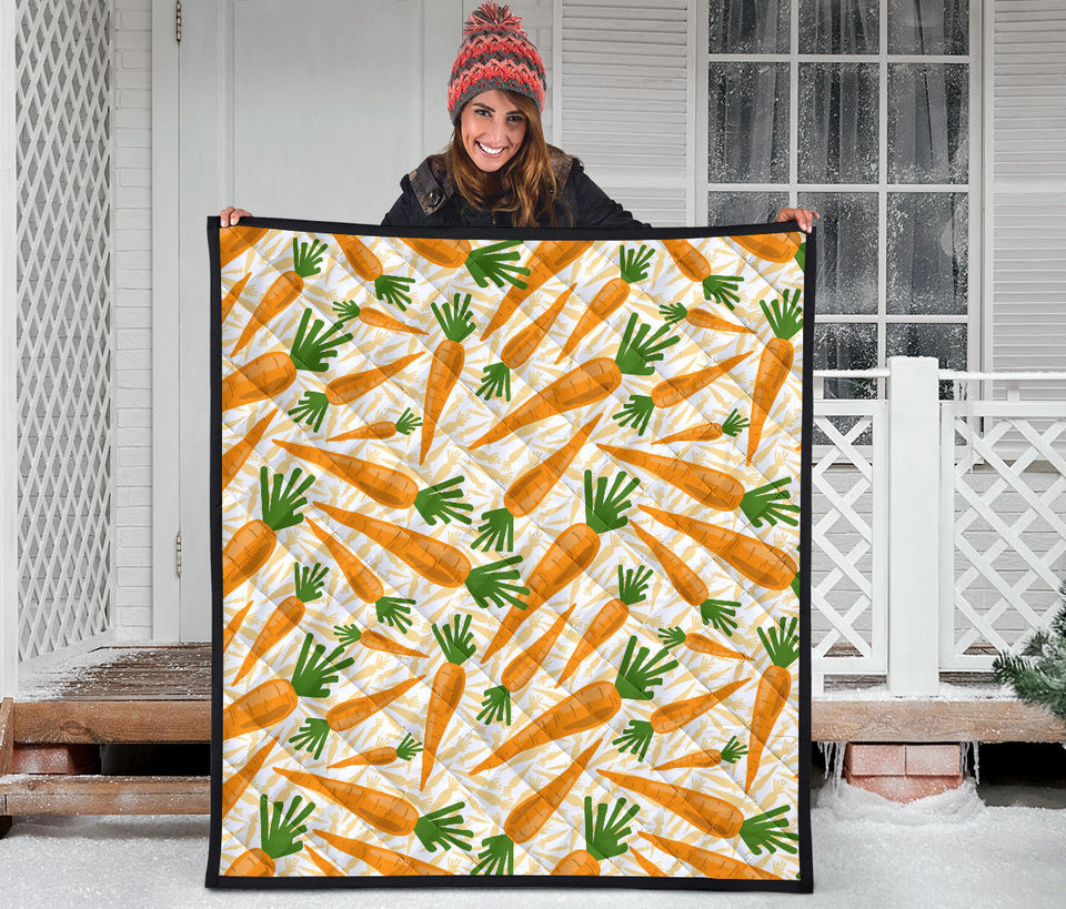 Carrot Pattern Print Design 01 Premium Quilt