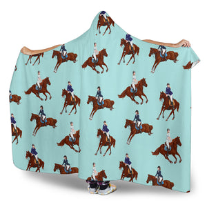 Horses Running Horses Rider Pattern Hooded Blanket