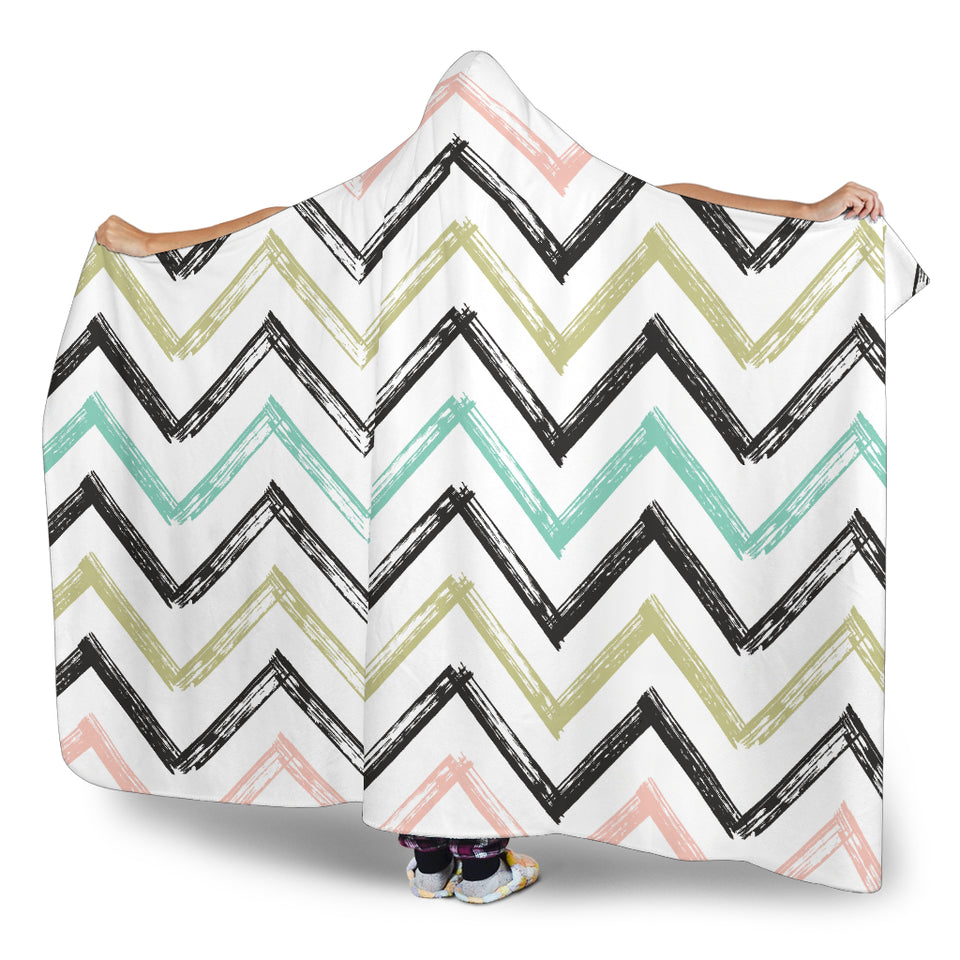 Zigzag  Chevron Paint Pattern Hooded Blanket