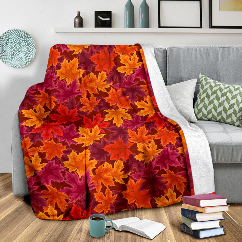 Autumn Maple Leaf Pattern Premium Blanket