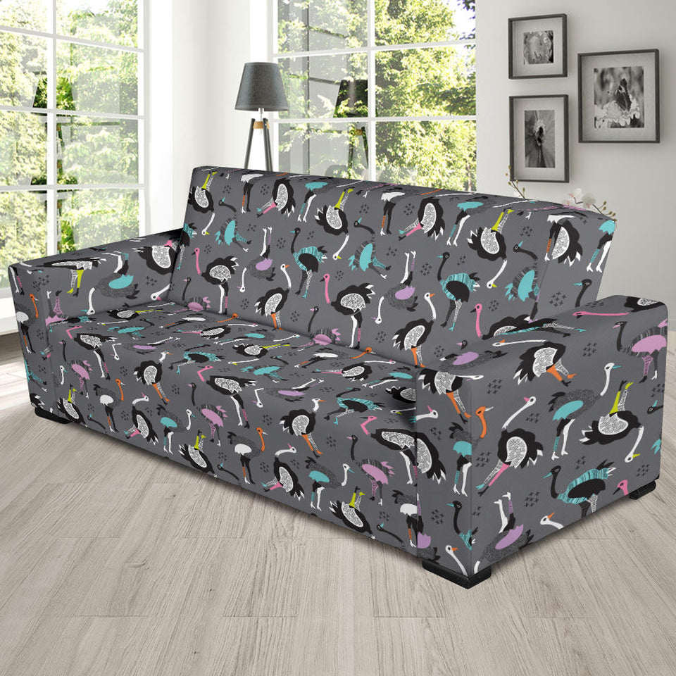 Ostrich Pattern Print Design 01 Sofa Slipcover