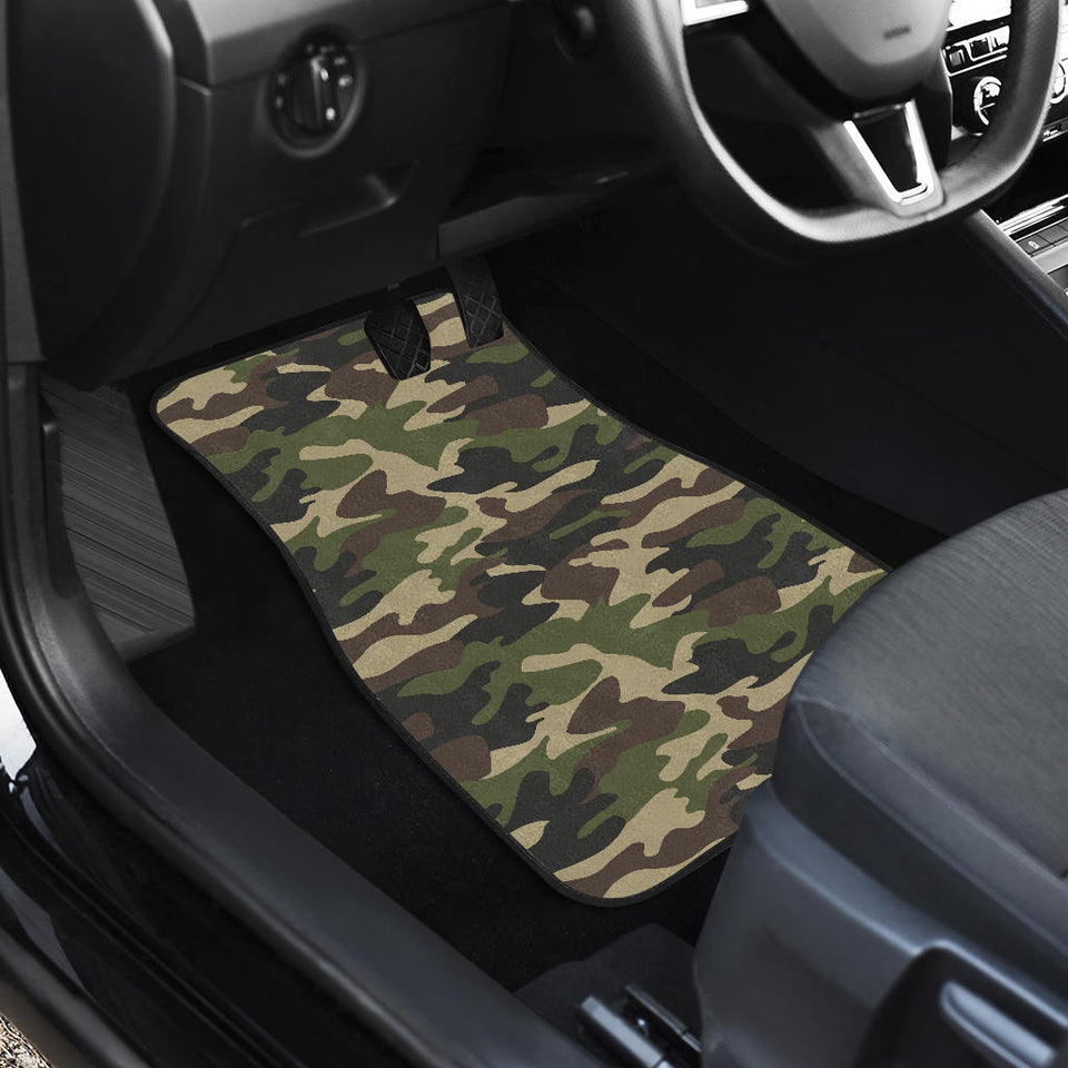Dark Green Camo Camouflage Pattern Front And Back Car Mats