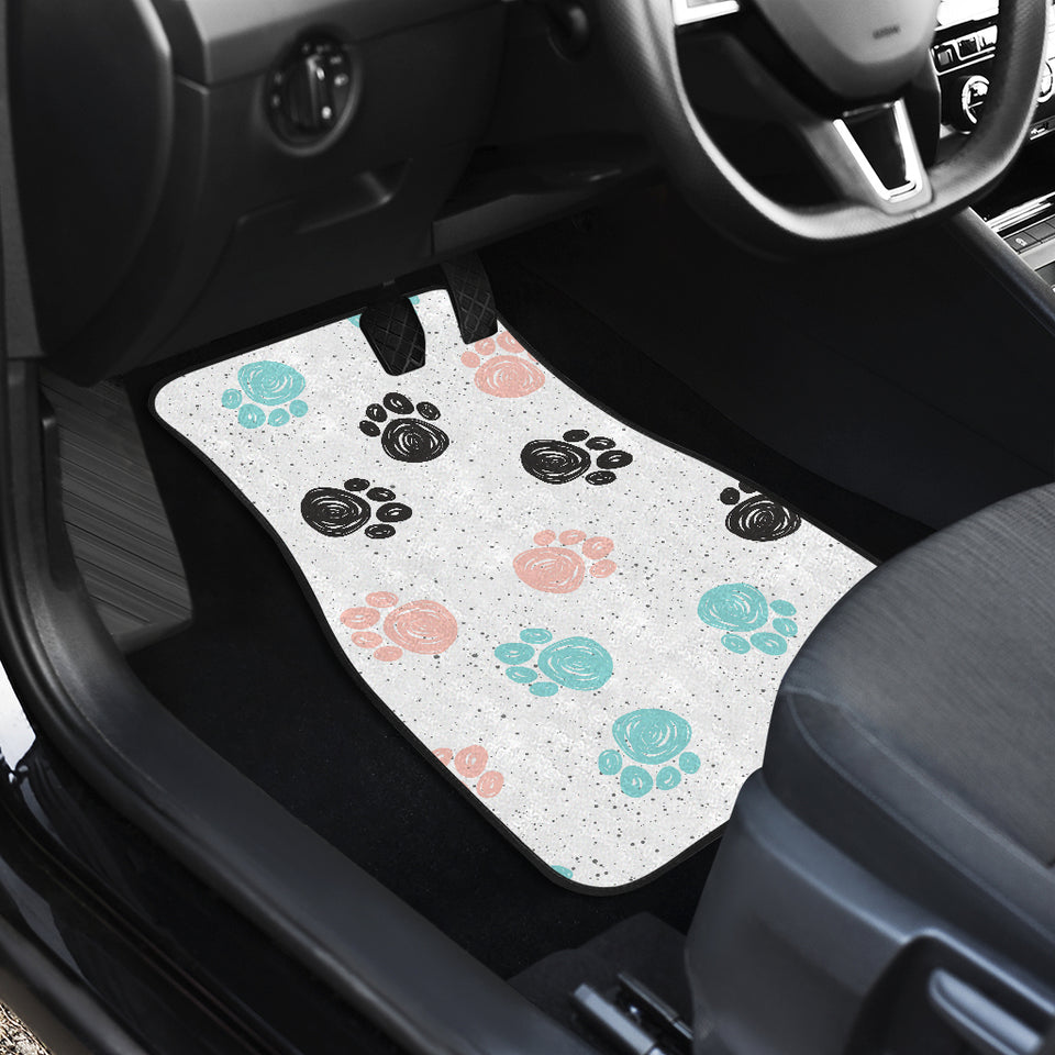 Dog Paws Pattern Print Design 04 Front and Back Car Mats