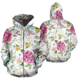 Hand Drawn Butterfly Rose Zip Up Hoodie
