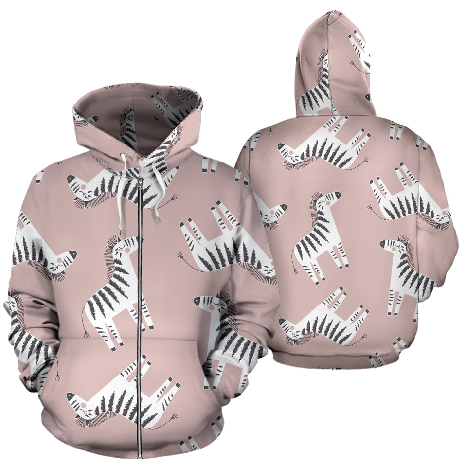 Cute Zebra Pattern Zip Up Hoodie