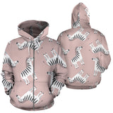 Cute Zebra Pattern Zip Up Hoodie