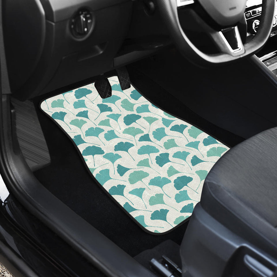 Green Ginkgo Leaves Pattern Front And Back Car Mats