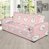 Clock Pattern Pink Blackground Sofa Slipcover