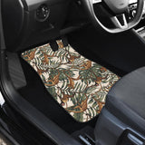 Monkey Tropical Leaves Background Front And Back Car Mats