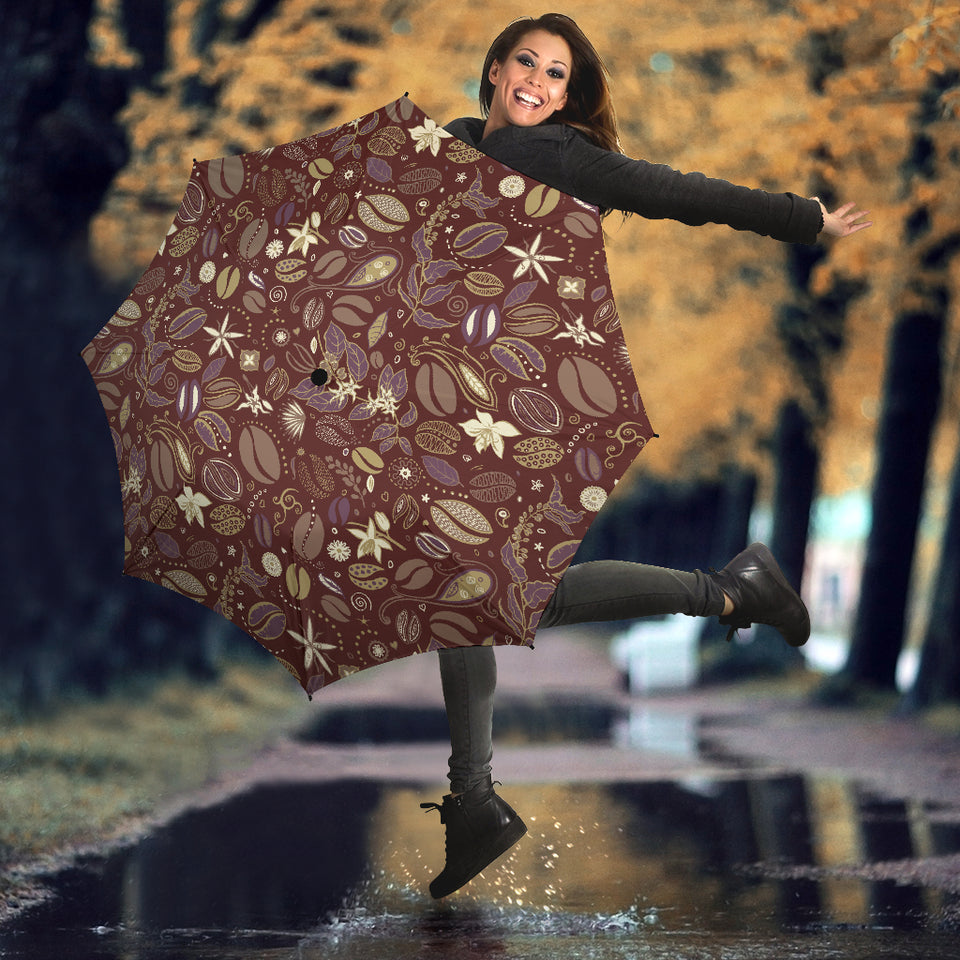 Coffee Bean Flower Pattern Umbrella