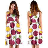 Passion Fruit Design Pattern Sleeveless Midi Dress